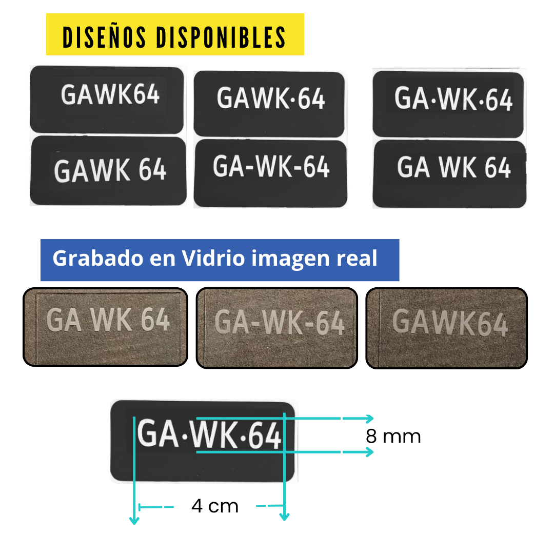 KIT GRABADO DE PATENTE (5 VEHICULOS)