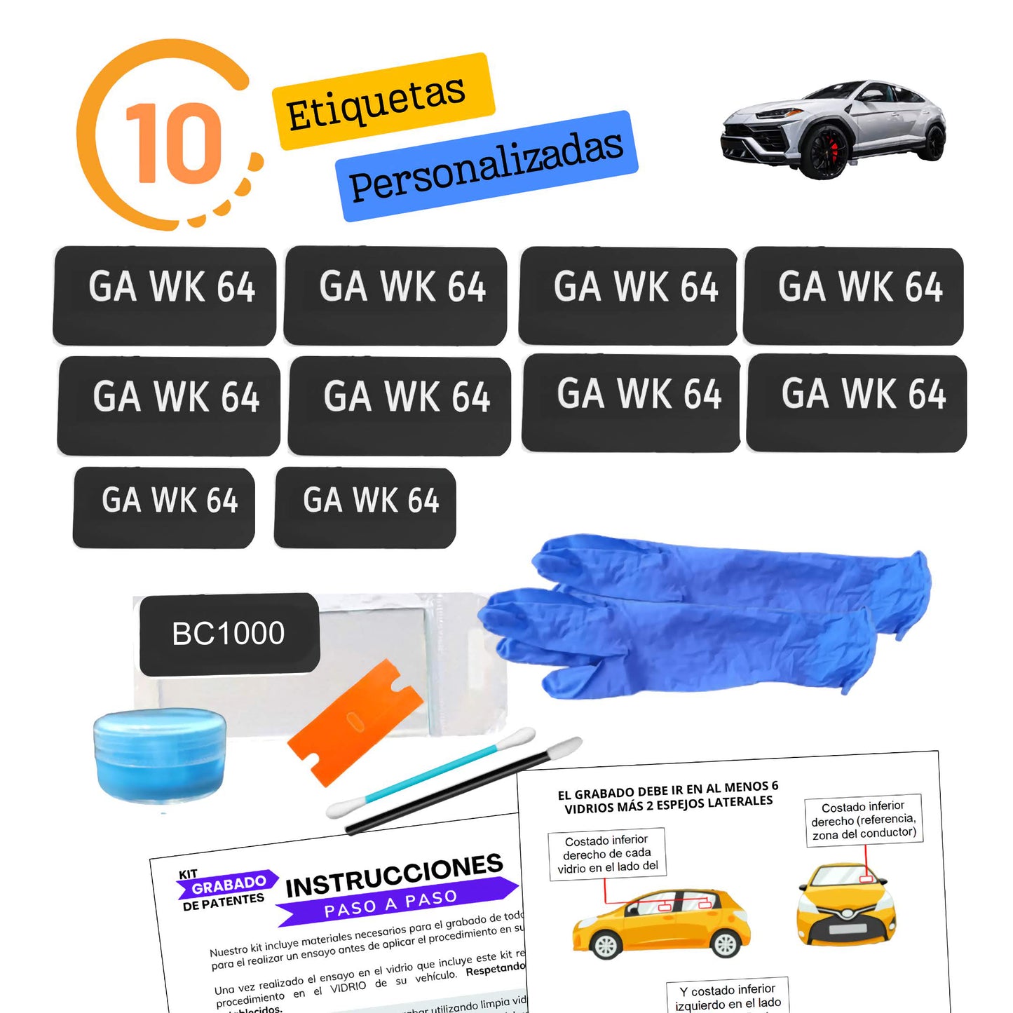 Kit de Grabado de Patente 10 PRO (1 vehículo)
