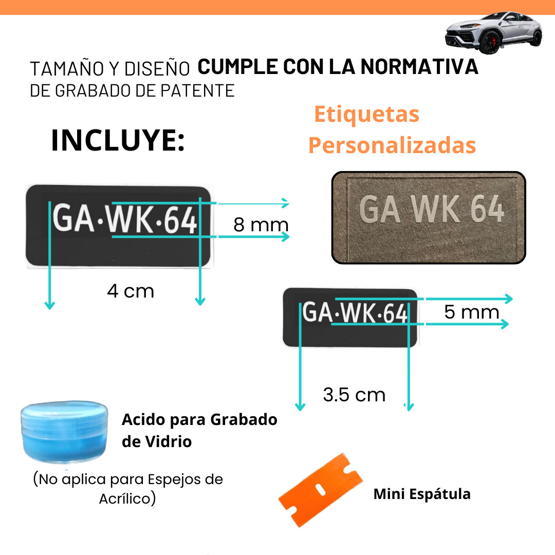 Kit Grabado de Patente 24 PRO (3 vehículos)
