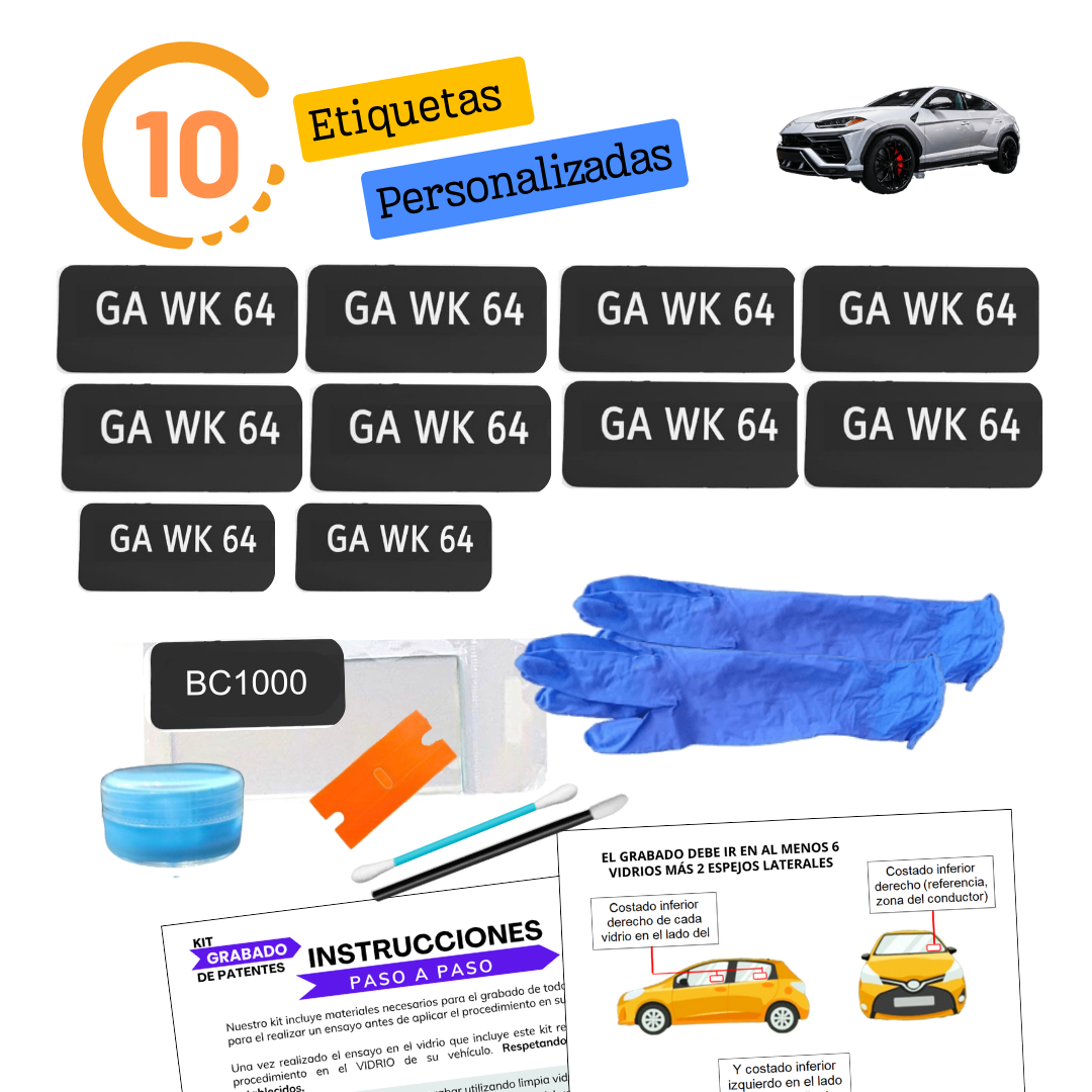 Kit de Grabado de Patente 10 PRO (1 vehículo)